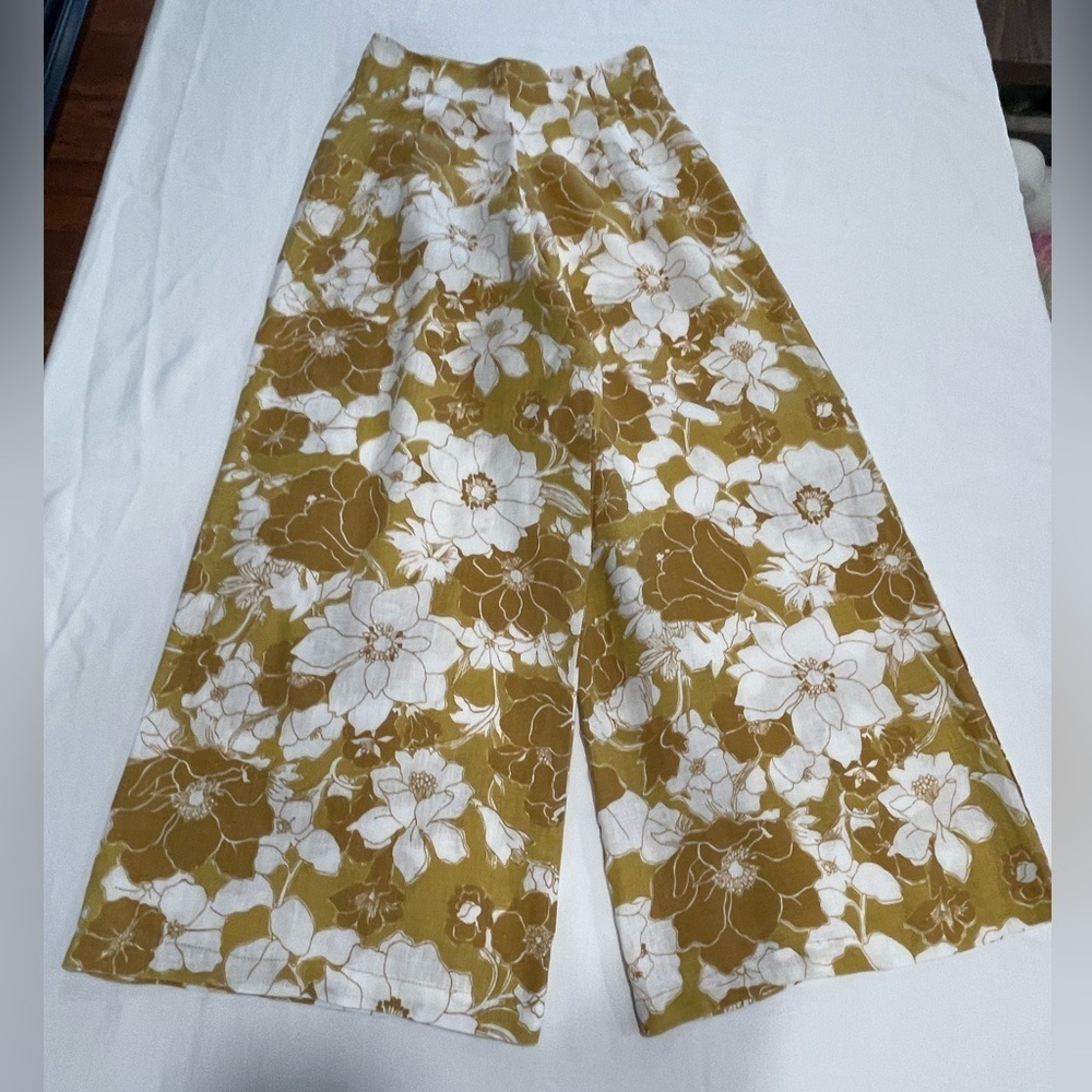 Anthropologie | Faithful the Brand Floral Wide Leg Linen Pants | Size 6 - Picture 5 of 10